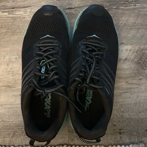 Hoka One One Black and Teal Athletic Sneakers